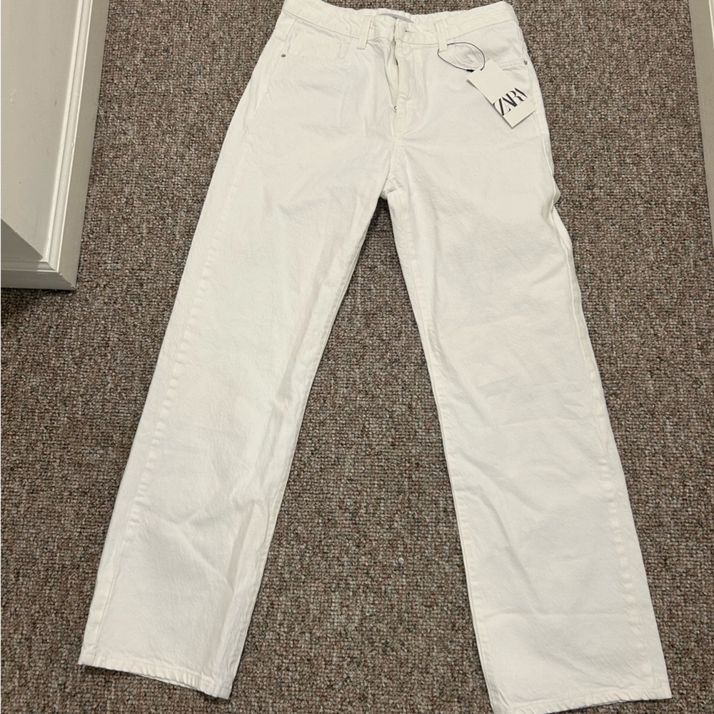 Zara high rise white jeans